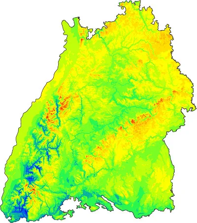 Beispielkarte Windpotential für Baden-Württemberg
